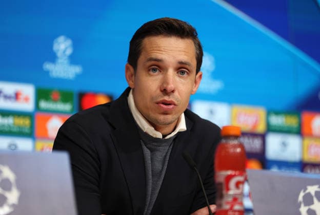 Fussball, Herren, Champions League, Saison 2025 2026, FC Bayern München - Royale Union Saint-Gilloise, 7.Spieltag, Allianz Arena David Hubert, Trainer (Union Saint-Gilloise) auf der Pressekonferenz nach dem Spiel, Kopf, Portrait