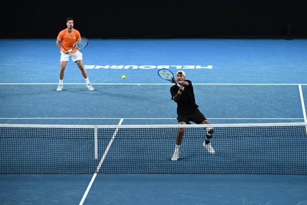 TENNIS AUSTRALIAN OPEN, Thanasi Kokkinakis and Nick Kyrgios during the Men™s 1st round match against Jason Kubler and Marc Polmans on day 5 of the 2026 Australian Open tennis tournament at Melbourne Park in Melbourne, Wednesday, January 22, 2026. ( NO ARCHIVING MELBOURNE VICTORIA AUSTRALIA  Copyright: xJOELxCARRETTx 20260122176565057185