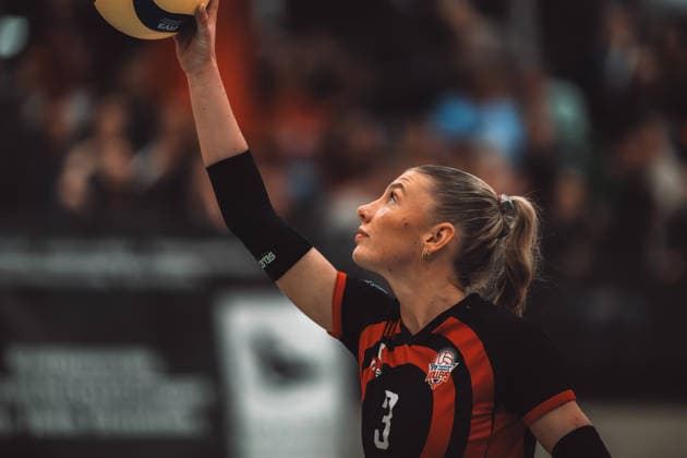 Volleyball Frauen Saison 2025 2026 Volleyball Bundesliga ETV Hamburger Volksbank Volleys vs. USC Münster 22.01.2026 Lina Köster ( 3, ETV Hamburger Volksbank Volleys) Hamburg Sporthalle Hoheluft Hamburg Deutschland