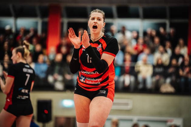 Volleyball Frauen Saison 2025 2026 Volleyball Bundesliga ETV Hamburger Volksbank Volleys vs. USC Münster 22.01.2026 Louisa Krams ( 17, ETV Hamburger Volksbank Volleys) Hamburg Sporthalle Hoheluft Hamburg Deutschland