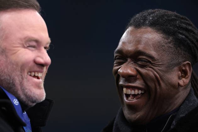 Milan, Italy, 20th January 2026. Former Netherlands, AC Milan and Real Madrid midfielder Clarence Seedorf reacts with former England, Everton and Manchester United, ManU forward Wayne Rooney prior to the Internazionale vs Arsenal UEFA Champions League match at Giuseppe Meazza, Milan. Picture credit should read: Jonathan Moscrop Sportimage EDITORIAL USE ONLY. No use with unauthorised audio, video, data, fixture lists, club league logos or live services. Online in-match use limited to 120 images, no video emulation. No use in betting, games or single club league player publications. SPI_114_JM_INTER_ARSENAL_UCL SPI-4421-0114