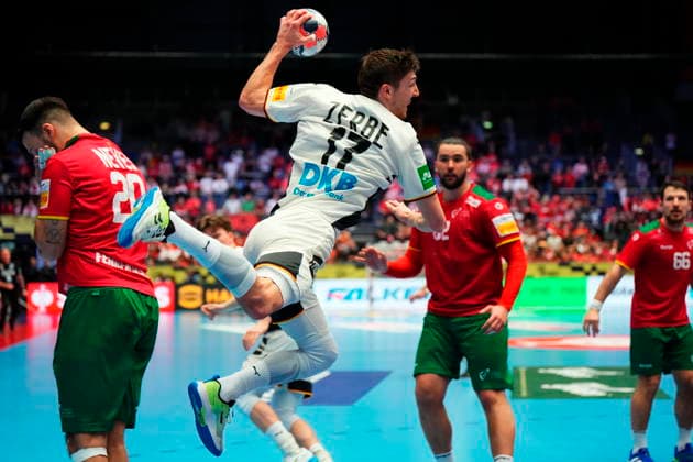 Germany s Lukas Zerbe during the EHF Euro 2026 main round European Men s Handball Championship match between Germany and Portugal in Herning, Thursday, January 22, 2026. (Photo: Sebastian Elias Uth Scanpix 2026) EM men s handball: Germany - Portugal Herning Copyright: xSebastianxEliasxUthx