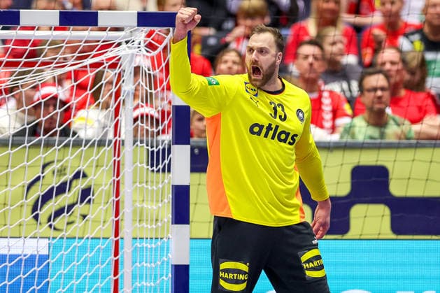 22.01.2026, Handball, Men s EHF EURO 2026, Deutschland - Portugal, Jyske Bank Boxen in Herning, Dänemark, Main Round: Andreas Wolff (Germany 33) jubelnd Dänemark