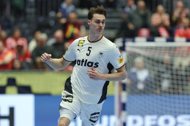 Deutschland - Portugal, EHF Handball EM 2026 Miro Schluroff (Deutschland, 5). Handball EHF Europameisterschaft, Länderspiel zwischen Deutschland und Portugal am 22. Januar 2026 in Herning (Dänemark)., Herning Dänemark Jyske Bank Boxen