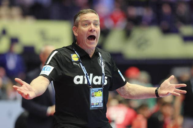 Deutschland - Portugal, EHF Handball EM 2026 Trainer Alfred Gislason (Deutschland). Handball EHF Europameisterschaft, Länderspiel zwischen Deutschland und Portugal am 22. Januar 2026 in Herning (Dänemark)., Herning Dänemark Jyske Bank Boxen