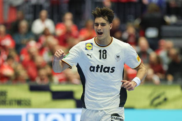Deutschland - Portugal, EHF Handball EM 2026 Julian Köster (Deutschland, 18). Handball EHF Europameisterschaft, Länderspiel zwischen Deutschland und Portugal am 22. Januar 2026 in Herning (Dänemark)., Herning Dänemark Jyske Bank Boxen