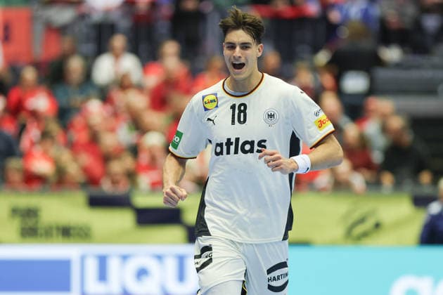 Deutschland - Portugal, EHF Handball EM 2026 Julian Köster (Deutschland, 18). Handball EHF Europameisterschaft, Länderspiel zwischen Deutschland und Portugal am 22. Januar 2026 in Herning (Dänemark)., Herning Dänemark Jyske Bank Boxen
