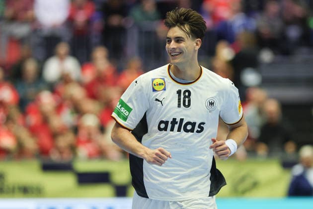Deutschland - Portugal, EHF Handball EM 2026 Julian Köster (Deutschland, 18). Handball EHF Europameisterschaft, Länderspiel zwischen Deutschland und Portugal am 22. Januar 2026 in Herning (Dänemark)., Herning Dänemark Jyske Bank Boxen