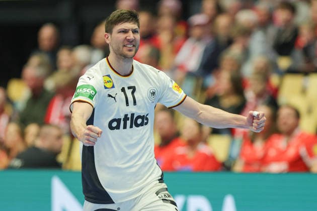 Deutschland - Portugal, EHF Handball EM 2026 Lukas Zerbe (Deutschland, 17). Handball EHF Europameisterschaft, Länderspiel zwischen Deutschland und Portugal am 22. Januar 2026 in Herning (Dänemark)., Herning Dänemark Jyske Bank Boxen