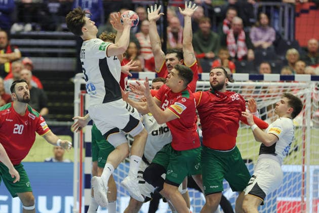 Deutschland - Portugal, EHF Handball EM 2026 Miro Schluroff (Deutschland, 5). Handball EHF Europameisterschaft, Länderspiel zwischen Deutschland und Portugal am 22. Januar 2026 in Herning (Dänemark)., Herning Dänemark Jyske Bank Boxen