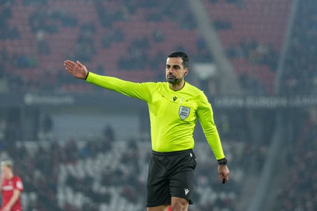 Mohammed Al-Hakim (Schiedsrichter) , Deutschland, Fussball, UEFA Europa League, 7.Spieltag, Ligaphase, 2025 2026, SC Freiburg vs. Maccabi Tel Aviv, 22.01.2026, Europa-Park Stadion, Freiburg, Deutschland Freiburg Europa-Park Stadion Baden-Württemberg Deutschland Copyright: xArnexAmbergx