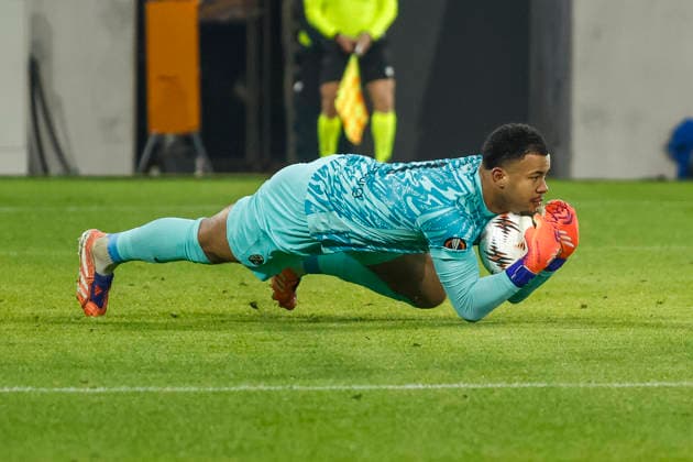 Noah Atubolu (SC Freiburg, 01) , Deutschland, Fussball, UEFA Europa League, 7. Spieltag, 2025 2026, SC Freiburg vs. Maccabi Tel Aviv, Europa-Park Stadion, Freiburg im Breisgau, 22.01.2026 Freiburg im Breisgau Europa-Park Stadion Deutschland Copyright: xGrantxHubbsx