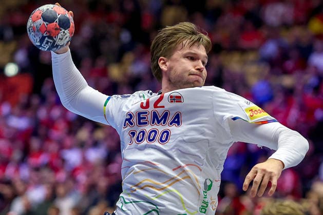 22.01.2026, Handball, Men s EHF EURO 2026, Spanien - Norwegen, Jyske Bank Boxen in Herning, Dänemark, Main Round: Thomas Alfred Solstad (Norway 32) Dänemark