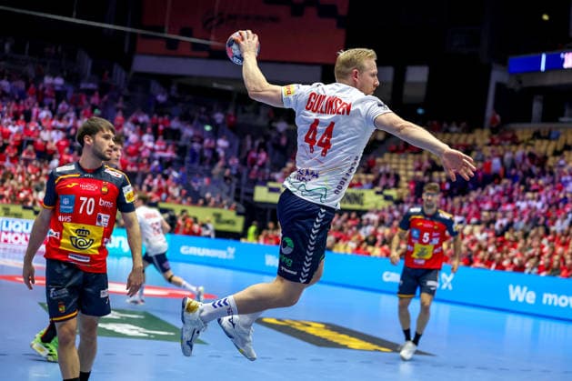 22.01.2026, Handball, Men s EHF EURO 2026, Spanien - Norwegen, Jyske Bank Boxen in Herning, Dänemark, Main Round: Kevin Maagero Gulliksen (Norway 44) Dänemark