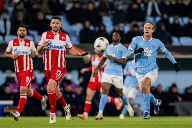 260122 Erik Botheim of Malmö FF during the UEFA Europa League football match between Malmö FF and Crvena Zvezda on January 22, 2026 in Malmö. fotboll football soccer fotball uefa europa league europa league malmö ff crvena zvezda bbeng röda stjärnan bbauto Copyright: PETTERxARVIDSON BB260122PA115