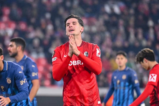 Igor MatanoviÄ‡ (SC Freiburg) gestures during the UEFA Europa League 2025 26 League Phase MD7 match between SC Freiburg and Maccabi Tel-Aviv FC at Stadion am Wolfswinkel on January 22, 2026 in Freiburg im Breisgau, Germany. (Photo by Harry Langer DeFodi Images) -