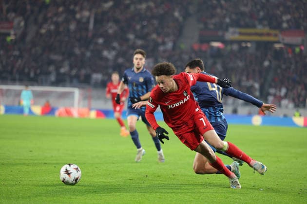 22.01.2026, xrekx, Fussball UEFA Europa League, SC Freiburg - Maccabi Tel Aviv v.l. Derry Scherhant (SC Freiburg) (DFL DFB REGULATIONS PROHIBIT ANY USE OF PHOTOGRAPHS as IMAGE SEQUENCES and or QUASI-VIDEO) Freiburg