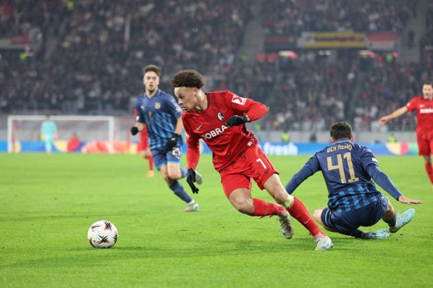 22.01.2026, xrekx, Fussball UEFA Europa League, SC Freiburg - Maccabi Tel Aviv v.l. Derry Scherhant (SC Freiburg) (DFL DFB REGULATIONS PROHIBIT ANY USE OF PHOTOGRAPHS as IMAGE SEQUENCES and or QUASI-VIDEO) Freiburg