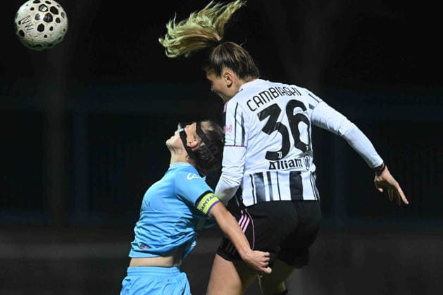 Michela Cambiaghi of Juventus FC competes for the ball with Michela Giordano of Napoli Women during the Coppa Italia Femminile between Napoli Women vs Juventus FC :Agostino Gemito Live Photo  Copyright: xAgostinoxGemito IPAxSportx xipa-agency.netx xx IPA_70425941 IPA_Agency_IPA70425941