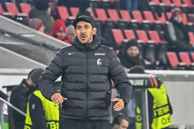 Julian Schuster (SC Freiburg, Trainer) mit Emotion. GER, SC Freiburg - Maccabi Tel Aviv, Fussball, Europa League, 7. Spieltag, Saison 2025 2026, 22.01.2026 GER, SC Freiburg - Maccabi Tel Aviv, Fussball, Europa League, 7. Spieltag, Saison 2025 2026, 22.01.2026 Freiburg Copyright: xEibner-Pressefoto ThomasxHessx EP_THS