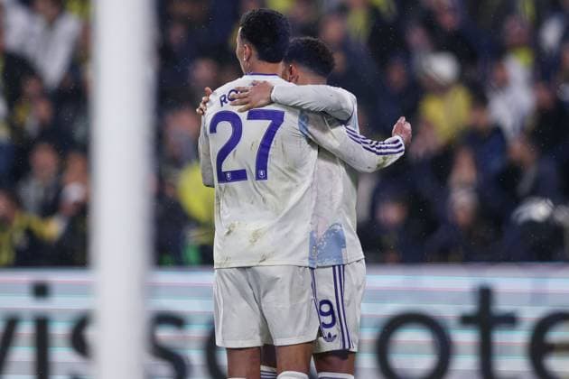 Jadon Sancho of Aston Villa and Morgan Rogers of Aston Villa celebrate but the goal is disallowed Fenerbache v Aston Villa, UEFA Europa League, Group Stage, Football, Sukru Saracoglu Stadium, Istanbul, Turkiye - 22 Jan 2026Istanbul Sukru Saracoglu Stadium Turkey EDITORIAL USE ONLY No use with unauthorised audio, video, data, fixture lists, club league logos or live services. Online in-match use limited to 120 images, no video emulation. No use in betting, games or single club league player publications.  Copyright: xRaddadxJebarah Shutterstockx 16348379co