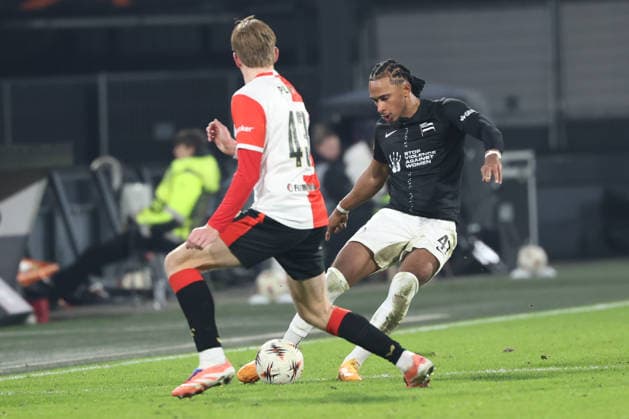 SOCCER - UEFA EL, Feyenoord vs Sturm ROTTERDAM,NETHERLANDS,22.JAN.26 - SOCCER - UEFA Europa League, Feyenoord Rotterdam vs SK Sturm Graz. Image shows Emanuel Aiwu (Sturm).  GEPAxpictures xChrisxBauer