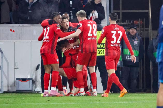 Torjubel SC Freiburg beim 1:0 durch Igor Matanovic (SC Freiburg, 31) , Deutschland, Fussball, UEFA Europa League, 7. Spieltag, 2025 2026, SC Freiburg vs. Maccabi Tel Aviv, Europa-Park Stadion, Freiburg im Breisgau, 22.01.2026 Freiburg im Breisgau Europa-Park Stadion Deutschland Copyright: xGrantxHubbsx