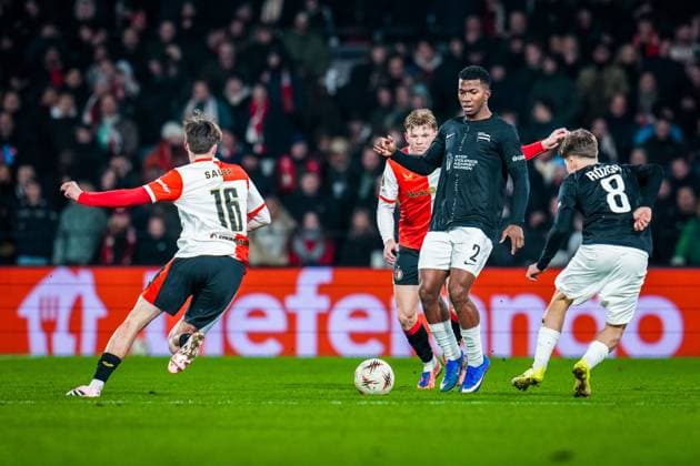 ROTTERDAM , 22-01-2026 , Stadium Feijenoord de Kuip , season 2025 2026 , UEFA Europa League football , match between Feyenoord - Sturm Graz , SK Sturm Graz player Jeyland Mitchell Feyenoord - Sturm Graz  x201000429x Copyright: