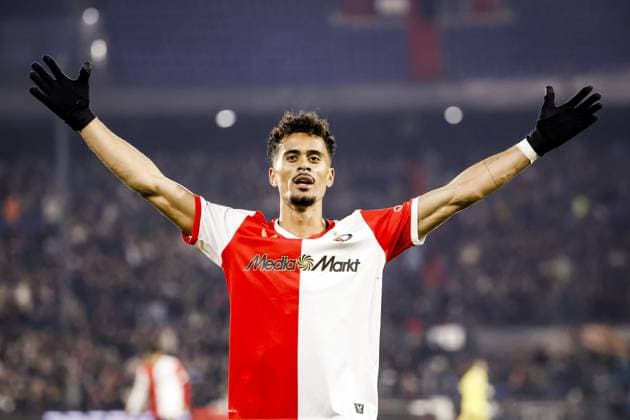 ROTTERDAM - Goncalo Borges of Feyenoord celebrates scoring the 3-0 goal during the UEFA Europa League match between Feyenoord and SK Sturm Graz at Feyenoord Stadion de Kuip on January 22, 2026, in Rotterdam, Netherlands. BAS CZERWINSKI ANP UEFA Europa League 2025 26 League Phase MD7 2025-2026 xVIxANPxSportx xxANPxIVx 548262081 originalFilename: 548262081.jpg