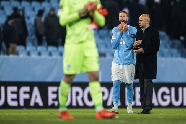 260122 Pontus Jansson and head coach Miguel Angel Ramirez of Malmö FF after the UEFA Europa League football match between Malmö FF and Crvena Zvezda on January 22, 2026 in Malmö. Photo: Petter Arvidson BILDBYRAN kod PA PA1132 fotboll football soccer fotball uefa europa league europa league malmö ff crvena zvezda bbeng röda stjärnan Copyright: PETTERxARVIDSON BB260122PA163