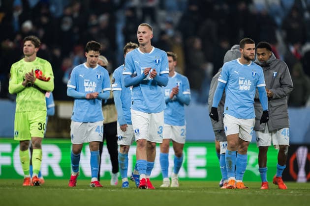 260122 Daniel Gudjohnsen of Malmö FF looks dejected after the UEFA Europa League football match between Malmö FF and Crvena Zvezda on January 22, 2026 in Malmö. fotboll football soccer fotball uefa europa league europa league malmö ff crvena zvezda bbeng röda stjärnan bbauto depp Copyright: PETTERxARVIDSON BB260122PA164
