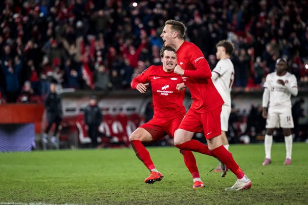 260122 Joachim Soltvedt of Brann celebrates after 3-3 during the UEFA Europa League football match between Brann and Midtjylland on January 22, 2026 in Bergen. Photo: Marius Simensen BILDBYRAN COP 238 MM0054 bbeng fotboll football soccer fotball uefa europa league brann midtjylland jubel Copyright: MARIUSxSIMENSEN BB260122ZU034