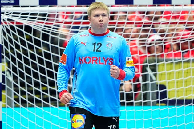 European Men s Handball Championship: Denmark - France Denmark s goalkeeper Emil Nielsen during the EHF Euro 2026 main round European Men s Handball Championship match between Denmark and France at Jyske Bank Boxen in Herning, Thursday, January 22, 2026. (Photo: Bo Amstrup Scanpix 2026) , Herning Denmark Copyright: BoxAmstrupx spdk20260122-210203-L