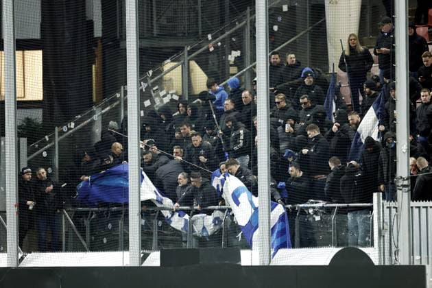 UTRECHT - Genk supporters during the UEFA Europa League match between FC Utrecht and KRC Genk at the Galgenwaard Stadium on January 22, 2026, in Utrecht, Netherlands. ROBIN VAN LONKHUIJSEN ANP UEFA Europa League 2025 26 League Phase MD7 2025-2026 xVIxANPxSportx xxANPxIVx 548263292 originalFilename: 548263292.jpg
