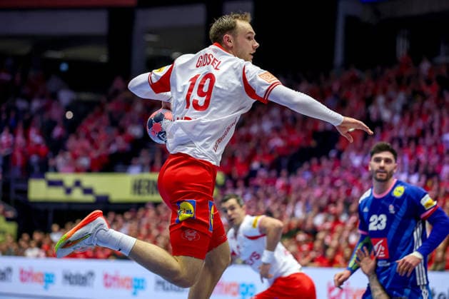 22.01.2026, Handball, Men s EHF EURO 2026, Frankreich - Dänemark, Jyske Bank Boxen in Herning, Dänemark, Main Round: Mathias Gidsel (Denmark 19) Dänemark