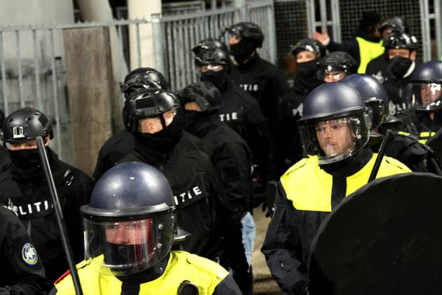 special police forces entering the stadium during the match FC Utrecht vs KRC Genk at the De Galgenwaard for the UEFA Europa League season 2025-2026 in UTRECHT, Netherlands on 22 january 2026, (photo by Peter Lous EYE4images DeFodi Images) -