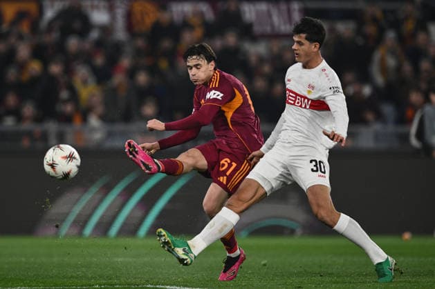 As Roma 22 01 2026 - Europa League Roma-Stoccarda foto Antonello Sammarco Image nella foto: gol Nicolo™ Pisilli 