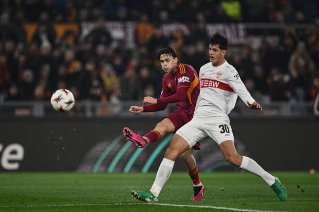 As Roma 22 01 2026 - Europa League Roma-Stoccarda foto Antonello Sammarco Image nella foto: gol Nicolo™ Pisilli 