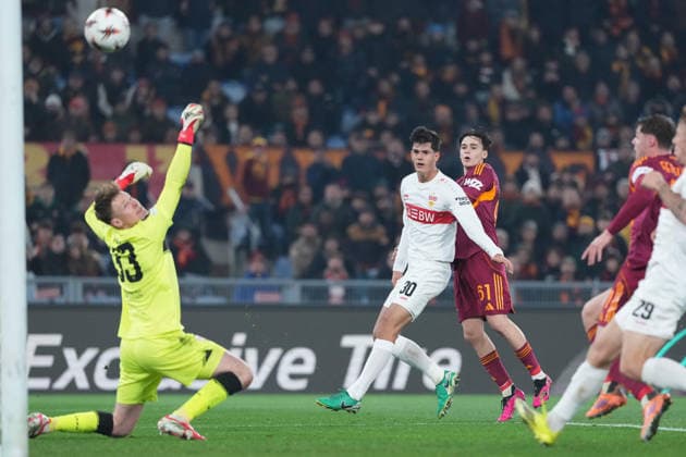 Roma™s Niccolo Pisilli gol during the Uefa Europa League soccer match between Roma and VFB Stuttgart at the Olympic Stadium in Rome, Italy - Thursday, January 22, 2026. - Soccer .  Copyright: xAlfredoxFalcone LaPressex
