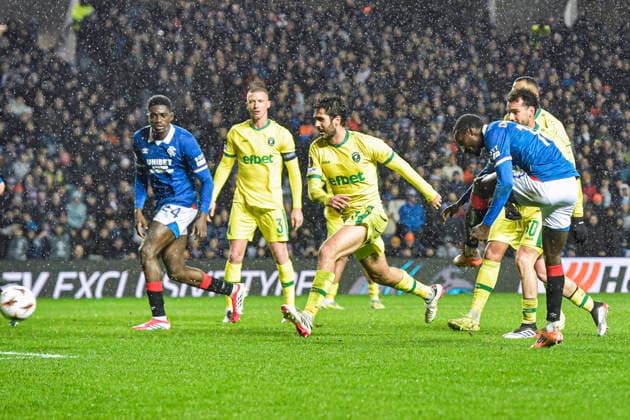 Rangers v Ludogorets Razgrad UEFA Europa League Mohammed Diomande of Rangers scores his sides first goal of the match during the UEFA Europa League match at Ibrox Stadium, Glasgow 22 01 2026 UK Newspapers OUT Copyright: xJamiexJohnstonx FIL-22851-0013