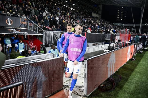 Genk s Bryan Heynen pictured ahead of a soccer game between Dutch soccer club FC Utrecht and Belgian KRC Genk, on Thursday 22 January 2026 in Utrecht, Netherlands, the seventh game (out of 8) in the league phase of the UEFA Europa League competition. TOM GOYVAERTS TomxGoyvaerts  x157811787x
