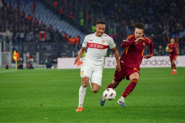 Roma vs Stoccarda Jamie Leweling (VfB Stuttgart) During the 2025 26 Europa League football match between Roma and Stuttgart on January 22, 2026 at the Stadio Olimpico in Rome. Photo: Roma stadio Olimpico Roma Italia Copyright: xFABIOxSASSOxFabioxSassox Roma Stoccarda2026_01_22Fabio Sasso4790