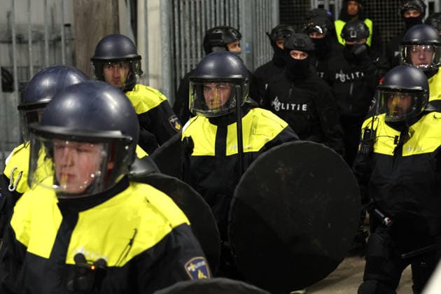 special police forces entering the stadium during the match FC Utrecht vs KRC Genk at the De Galgenwaard for the UEFA Europa League season 2025-2026 in UTRECHT, Netherlands on 22 january 2026, (photo by Peter Lous EYE4images DeFodi Images) -