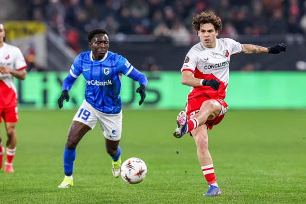 2026-01-22 FC Utrecht v KRC Genk - UEFA Europa League, League phase, MD7 UTRECHT, NETHERLANDS - JANUARY 22: Miguel Rodriguez of FC Utrecht passes the ball during the UEFA Europa League, League phase, MD7 match between FC Utrecht and KRC Genk at Stadion Galgenwaard on January 22, 2026 in Utrecht, Netherlands. Utrecht Stadion Galgenwaard Netherlands Content not available for redistribution in The Netherlands directly or indirectly through any third parties. Copyright: xBenxGalx