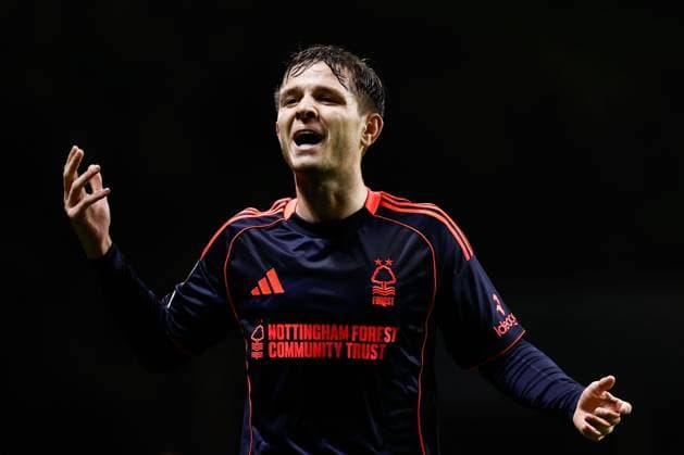 James McAtee of Nottingham Forest gestures Braga v Nottingham Forest, UEFA Europa League, Group Stage, Football, Braga Municipal Stadium, Braga, Portugal - 22 Jan 2026Braga Braga Municipal Stadium Portugal EDITORIAL USE ONLY No use with unauthorised audio, video, data, fixture lists, club league logos or live services. Online in-match use limited to 120 images, no video emulation. No use in betting, games or single club league player publications.  Copyright: xRubenxAlbarran Shutterstockx 16348423ab