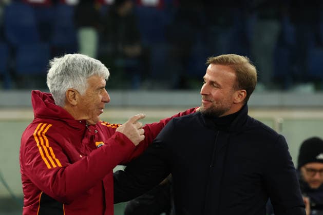 AS Roma v VfB Stuttgart - UEFA Europa League 2025 26 League Phase MD7 Giampiero Gasperini, coach of Roma, and Sebastian Hoeness, coach of Stuttgart, are present during the UEFA Europa League 2025 26 League Phase MD7 match between AS Roma and VfB Stuttgart at Stadio Olimpico in Rome, Italy, on January 22, 2026. Rome Lazio Italy  Copyright: xCiroxDexLucax originalFilename:deluca-asromavv260122_npooD.jpg