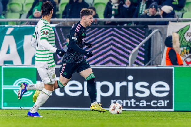 FERENCVAROS - PANATHINAIKOS Giorgos Kiriakopoulos of Panathinaikos during the league phase of UEFA Europa league football match between Ferencvarosi TC and Panathinaikos FC. Groupama Arena, Ferencvaros Arena, Budapest, Hungary, January 22, 2026. Photo by Branislav Racko Copyright: xx 080A6824