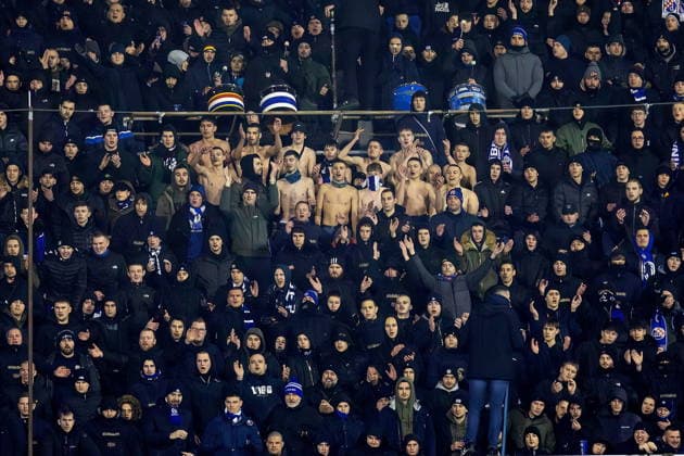 Zagreb, Craotia, 220126. Dinamo s funs during UEFA Europa league football match, 7th round, between Dinamo and FCSB at Maksimir stadium. Foto: Josip Bandic CROPIX Zagreb Croatia Copyright: xxJosipxBandicx xCROPIXx dinamo_fcsb96-220126
