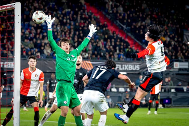 SC Feyenoord Rotterdam forwarder Ayase Ueda during the match SC Feyenoord Rotterdam vs SK Sturm Graz at the for the Europa League - League phase - Matchday 7 season 2025-2026 in ROTTERDAM, Netherlands on 22 january 2026, (photo by Marcel van Dorst EYE4images DeFodi Images) -