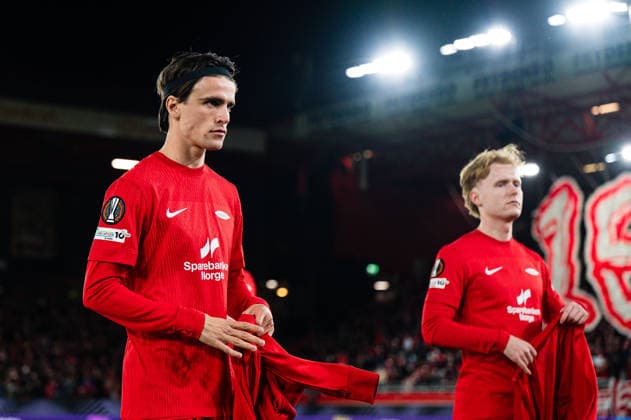260122 Ulrik Mathisen of Brann ahead of the UEFA Europa League football match between Brann and Midtjylland on January 22, 2026 in Bergen. Photo: Marius Simensen BILDBYRAN COP 238 MM0054 bbeng brann football fotball fotboll midtjylland soccer uefa europa league Copyright: MARIUSxSIMENSEN BB260122ZB062